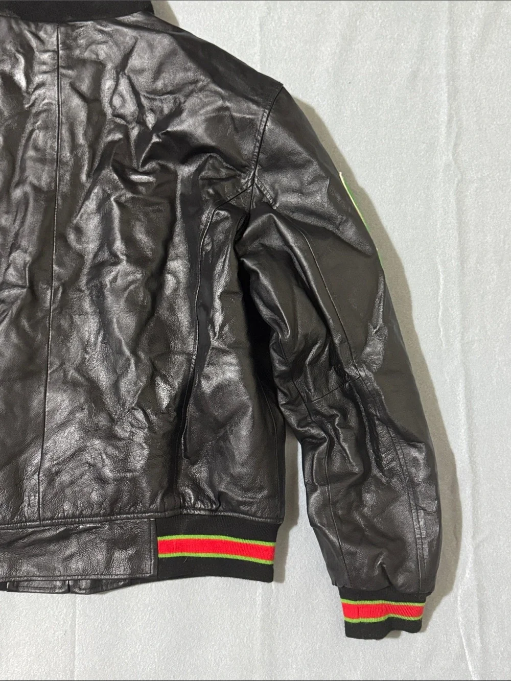 Summer2010 Black Leather 'MEXICO' Jacket with Green Lettering and Flag Patch